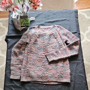 Prana Pastel Multicolor Cable Crewneck Sweater